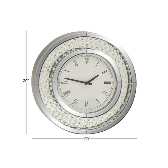 20" White Wood Glam Wall Clock